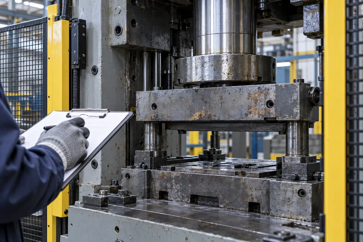 Inspeção de máquina industrial e seus componentes